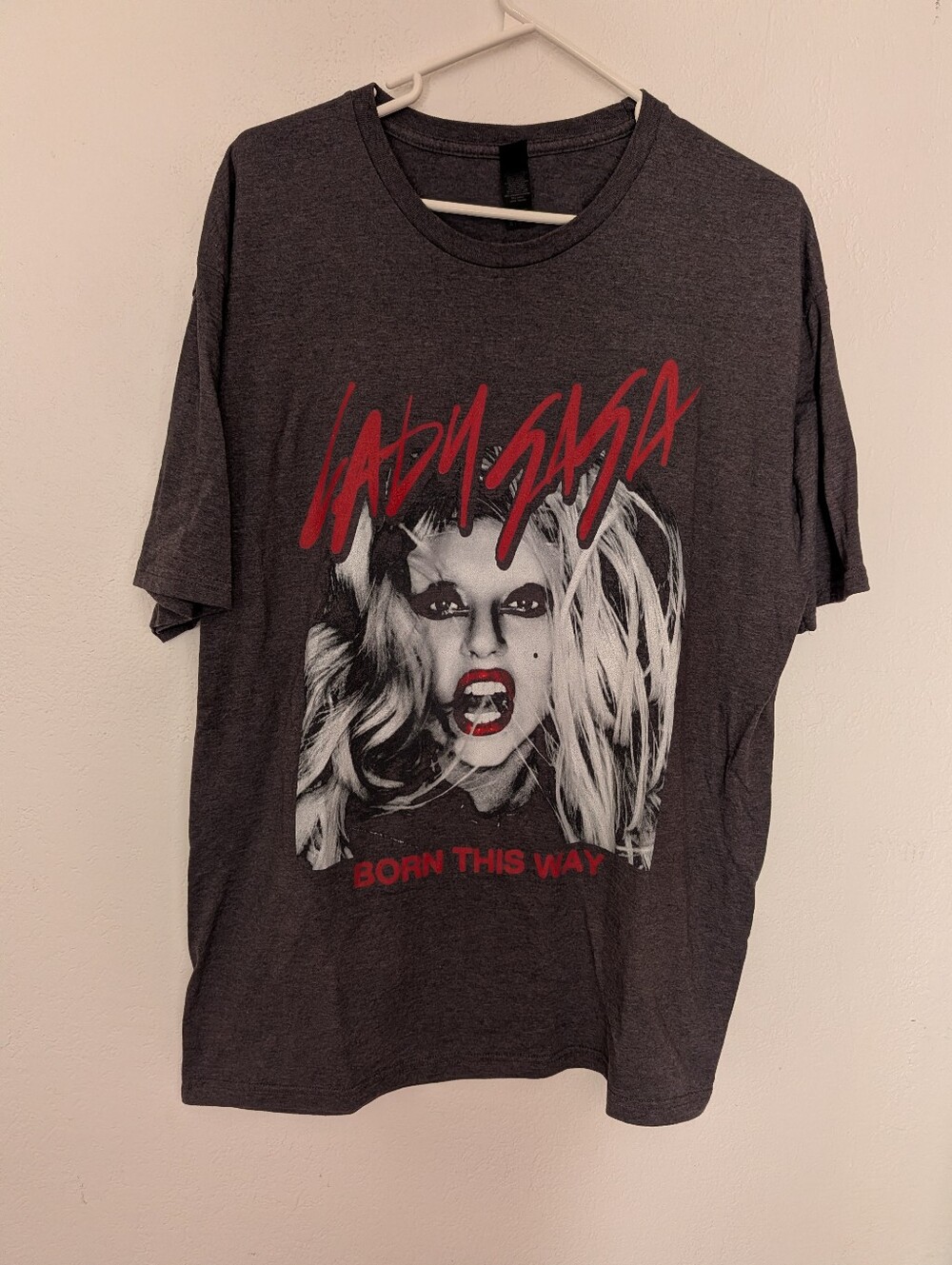 Lady Gaga Born This Way Grey T Shirt Size XL Pre Owned